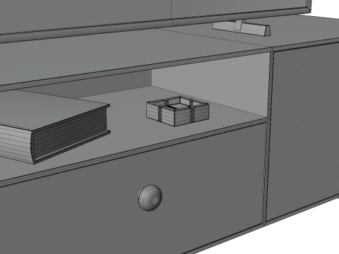 Modern TV Unit with Floor Speakers PBR for Interior Visualization Games 3D Model