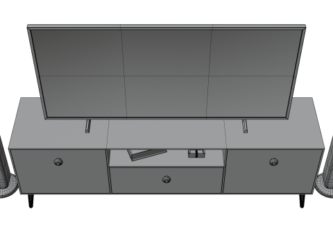 Modern TV Unit with Floor Speakers PBR for Interior Visualization Games 3D Модель