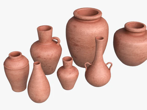 12 Ancient Clay Pottery Collection Low Poly PBR s 4K Textures 3D Model
