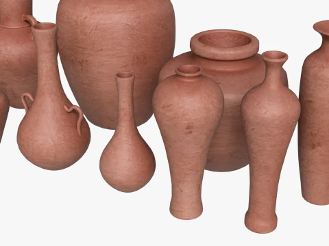 12 Ancient Clay Pottery Collection Low Poly PBR s 4K Textures 3D Model