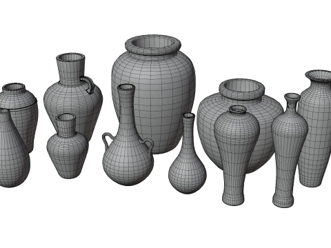 12 Ancient Clay Pottery Collection Low Poly PBR s 4K Textures 3D Model
