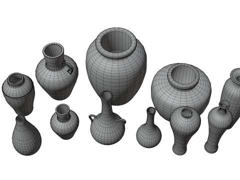 12 Ancient Clay Pottery Collection Low Poly PBR s 4K Textures 3D Model