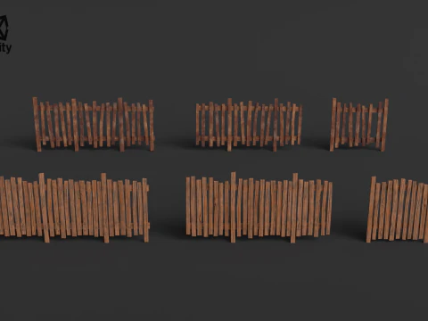 リアルな木製フェンス ゲート パック モジュラー PBR 4K ゲーム アセット Unreal 3Dモデル