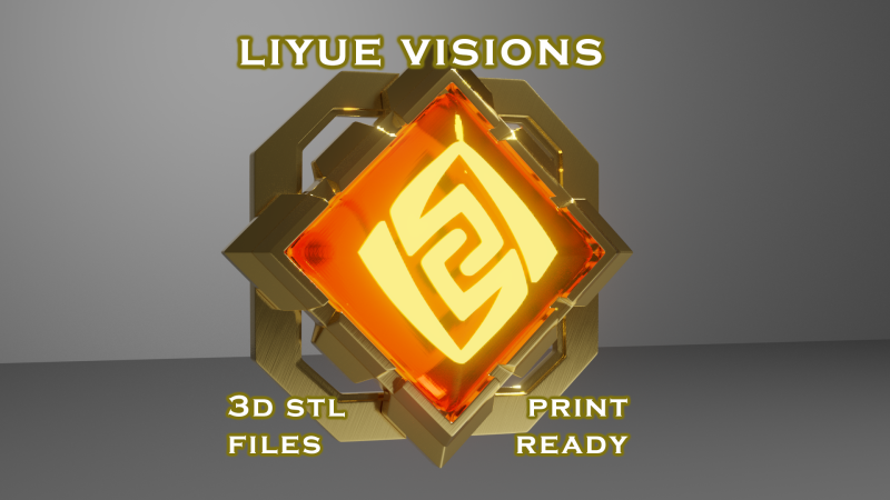 Liyue Vision Set for 3D Printing -- Genshin Impact -- Vision Frame and 7 Different Stone 3D Baskı Modeli .c4d .max .obj .3ds .fbx .stl .blend 