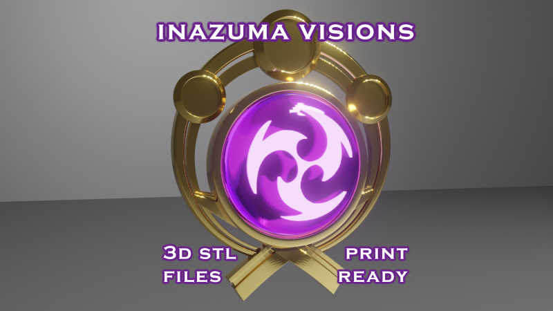 Inazuma Vision Set for 3D Printing -- Genshin Impact -- Vision Frame and 7 Different Stone 3D प्रिंट मॉडल .c4d .max .obj .3ds .fbx .stl .blend 