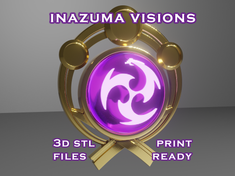 Inazuma Vision Set for 3D Printing -- Genshin Impact -- Vision Frame and 7 Different Stone 3D Baskı Modeli