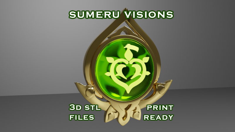 Sumeru Vision Set for 3D Printing -- Genshin Impact -- Vision Frame and 7 Different Stone 3D Print Model .c4d .max .obj .3ds .fbx .stl .blend 