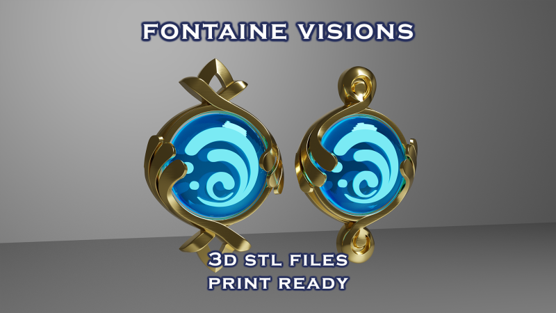 Fontaine Vision Set for 3D Printing -- Genshin Impact -- Pneuma and Ousia 3D 打印模型 .c4d .max .obj .3ds .fbx .stl .blend 