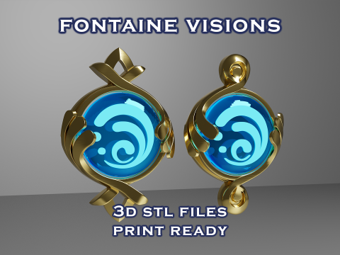 Fontaine Vision Set for 3D Printing -- Genshin Impact -- Pneuma and Ousia 3Dプリントモデル