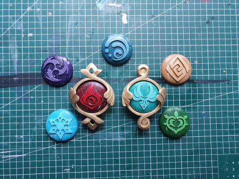 Fontaine Vision Set for 3D Printing -- Genshin Impact -- Pneuma and Ousia 3D Print Model