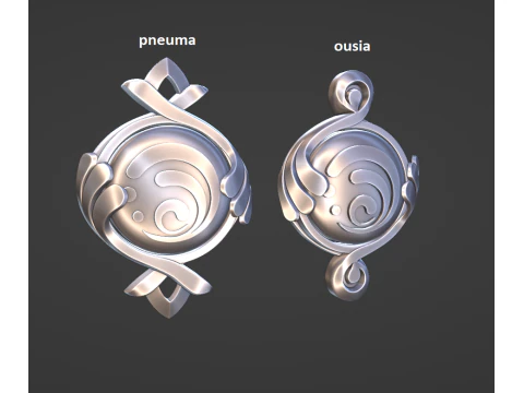 Fontaine Vision Set for 3D Printing -- Genshin Impact -- Pneuma and Ousia 3D Print Model
