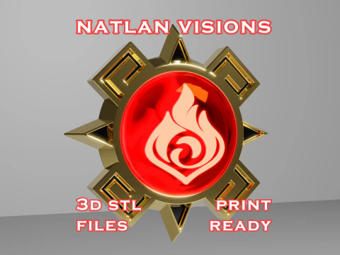 Set Visi Natlan untuk Pencetakan 3D -- Genshin Impact -- Bingkai Visi Dan 7 Batu Visi Model Cetak 3D