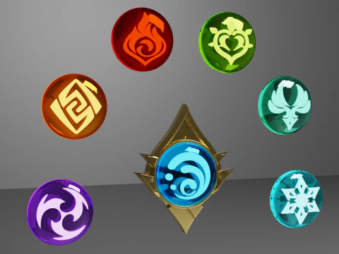 3D 프린팅용 Snezhnaya Vision 세트 - Genshin Impact 코스프레 소품 3D 프린트 모델