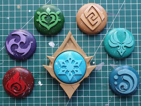 3D 프린팅용 Snezhnaya Vision 세트 - Genshin Impact 코스프레 소품 3D 프린트 모델