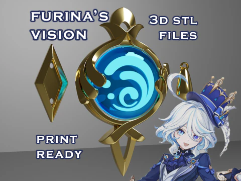 Set Visi Furina untuk Pencetakan 3D -- Properti Cosplay Genshin Impact Model Cetak 3D