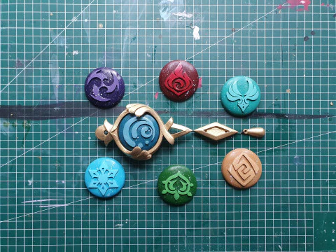 Furina Vision Set for 3D Printing -- Genshin Impact Cosplay Prop 3D Print Model