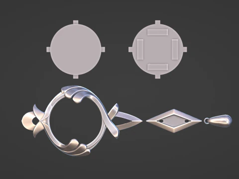 Furina Vision Set for 3D Printing -- Genshin Impact Cosplay Prop 3D Print Model
