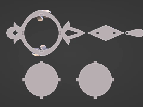 Furina Vision Set for 3D Printing -- Genshin Impact Cosplay Prop 3D Print Model