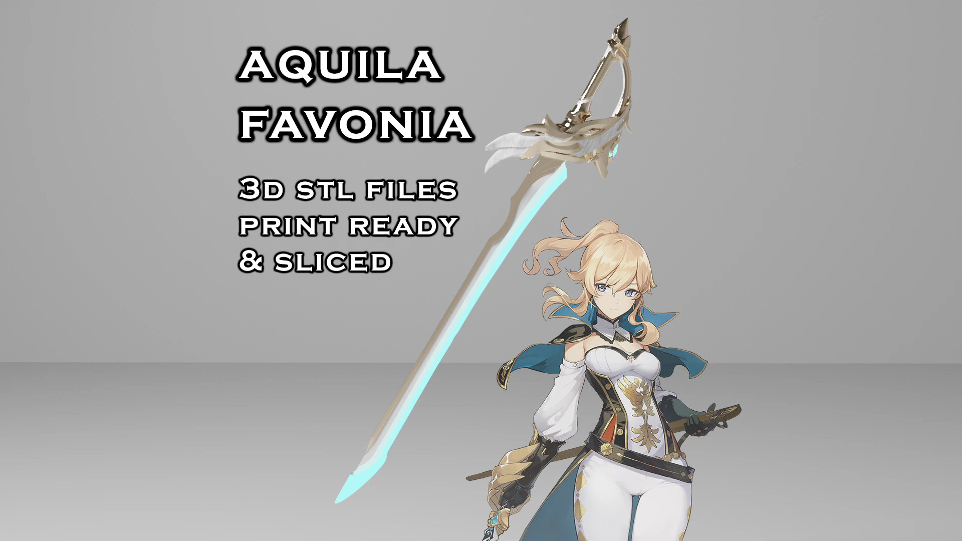 Aquila Favonia Sword for 3D Printing -- Genshin Impact Cosplay Prop 3D Print Model .c4d .max .obj .3ds .fbx .stl .blend 
