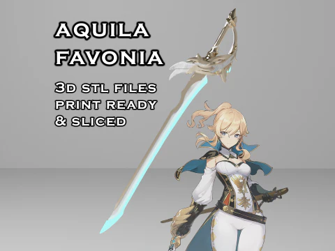 Pedang Aquila Favonia untuk Pencetakan 3D -- Properti Cosplay Genshin Impact Model Cetak 3D