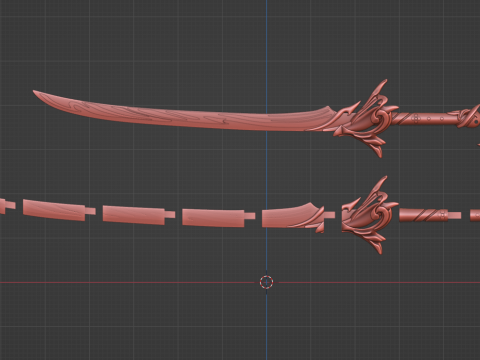 Espada Ayato - Impacto Genshin - Haran Geppaku Futsu - Adereço de cosplay para impressão em 3D Modelo de Impressão 3D