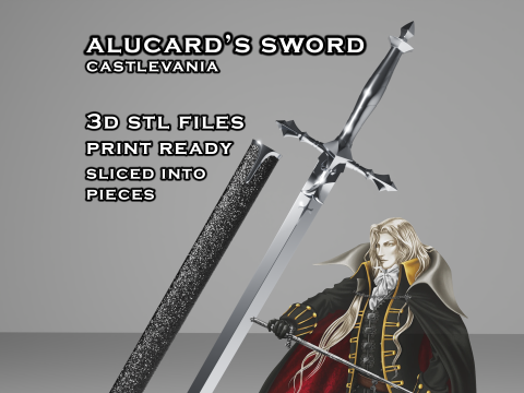 Alucard Heirloom Sword -- Castlevania -- 3D Printable Cosplay Prop -- Lore Accurate Design 3D Print Model