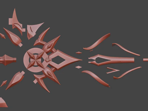 Arlecchinos Scythe -- Genshin Impact -- 3D Print Ready -- Sliced Into Pieces 3D Print Model