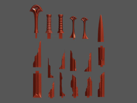 Shards of Narsil -- Lord of The Rings -- 3D Printable n Sliced 3D Print Model