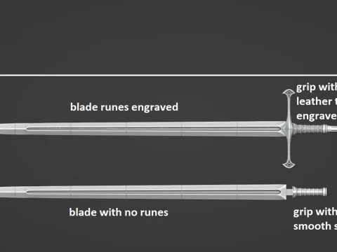 Anduril -- Il Signore degli Anelli -- Tutti i dettagli incisi -- Stampabile in 3D e affettato Modello di stampa 3D
