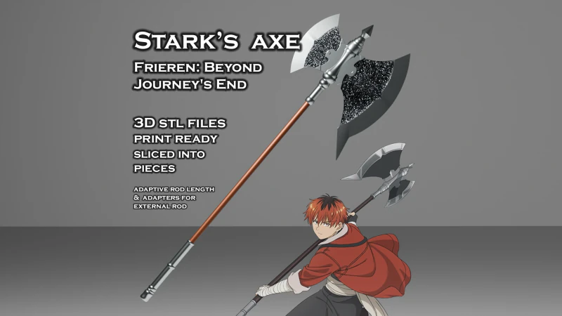 Stark Savaş Baltası - Frieren Beyond Journeys End - 3D Yazdırılabilir Cosplay Prop 3D Baskı Modeli .c4d .max .obj .3ds .fbx .stl .blend
