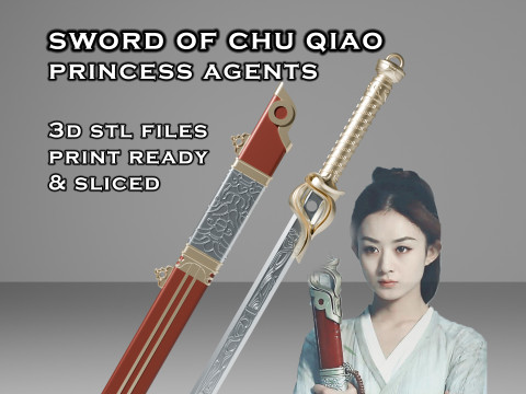 Espada de Chu Qiao - Agentes Princesas - Adere&ccedil;o de cosplay para impress&atilde;o em 3D Modelo de Impressão 3D