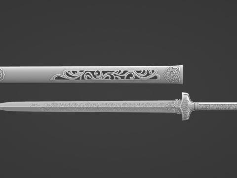 Frostwork -- The Sword of Xiao Xingchen from The Untamed -- 3D Printable Cosplay Prop 3D Print Model