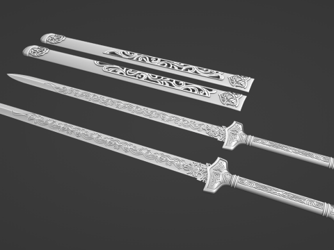 Frostwork -- The Sword of Xiao Xingchen from The Untamed -- 3D Printable Cosplay Prop 3D Print Model