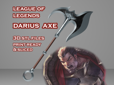 Darius Axe - League of Legends - Noxus - Adere&ccedil;o de cosplay para impress&atilde;o em 3D Modelo de Impressão 3D
