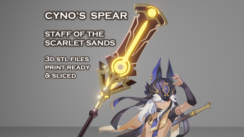 Cyno Spear -- Genshin Impact -- 3D Printable Cosplay Prop 3D Print Model .c4d .max .obj .3ds .fbx .stl .blend 
