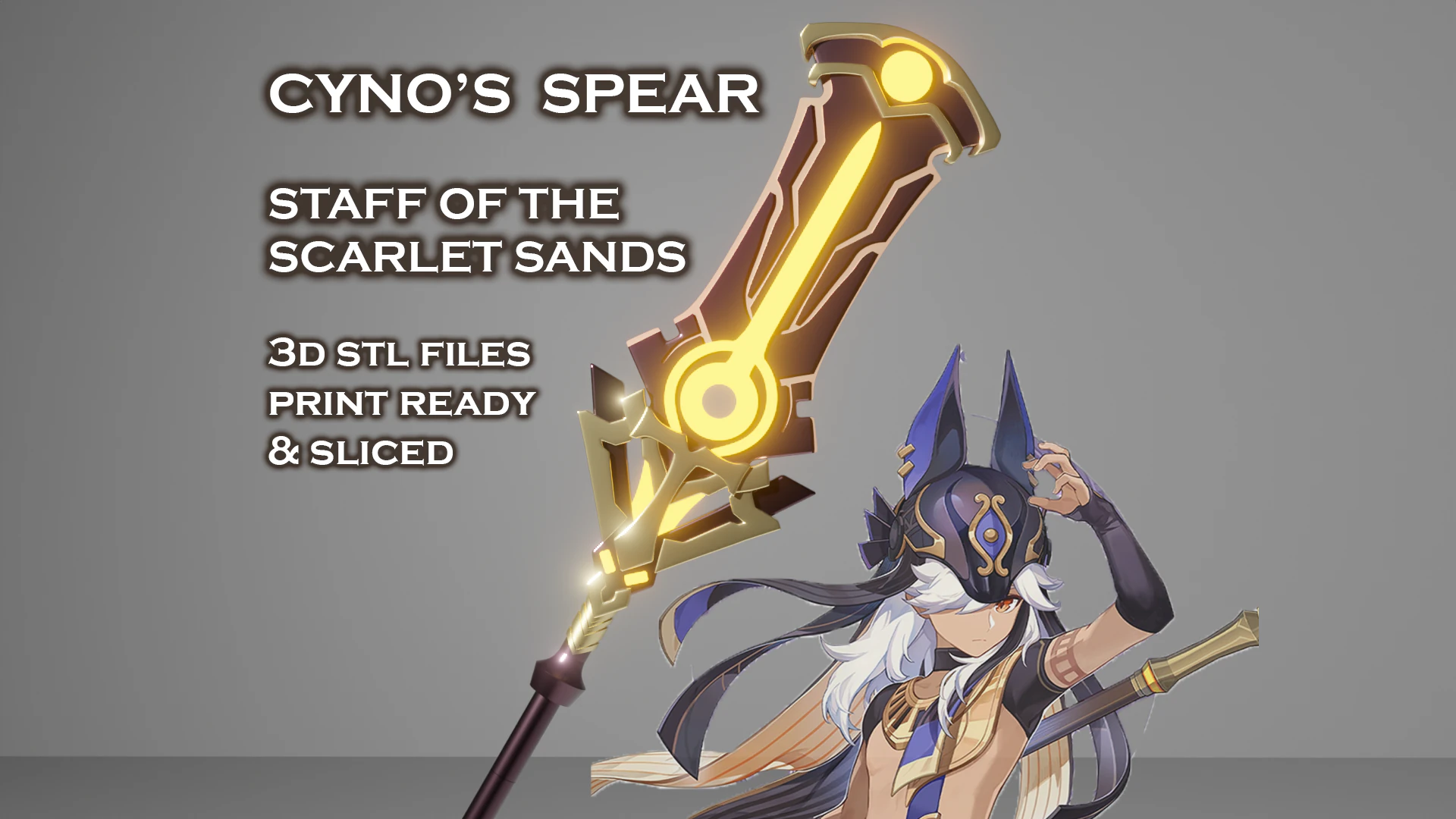 Cyno Spear -- Genshin Impact -- 3D Printable Cosplay Prop 3D Print Model .c4d .max .obj .3ds .fbx .stl .blend