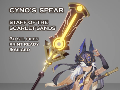 Cyno Spear -- Genshin Impact -- Properti Cosplay 3D yang Dapat Dicetak Model Cetak 3D