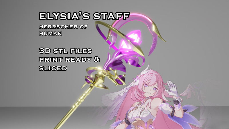 Elysias Staff -- Honkai Impact 3rd -- 3d Printable Cosplay Prop 3D Print Model .c4d .max .obj .3ds .fbx .stl .blend 