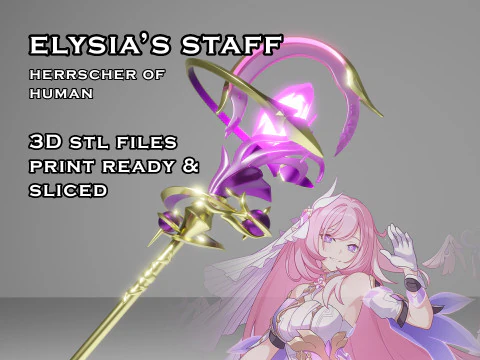 Bastone di Elysias - Honkai Impact 3rd - Prop cosplay stampabile in 3D Modello di stampa 3D