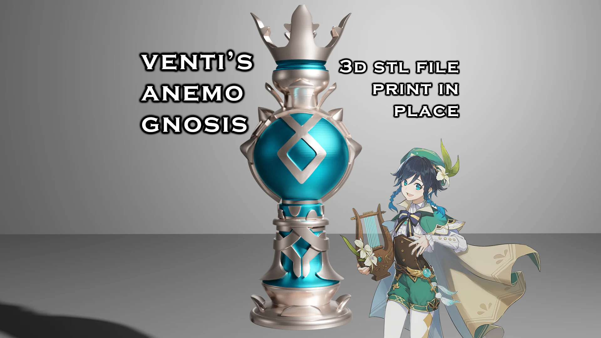 Genshin Impact -- Anemo Gnosis -- 3D Printable -- Print-In-Place 3D Print Model .c4d .max .obj .3ds .fbx .stl .blend 