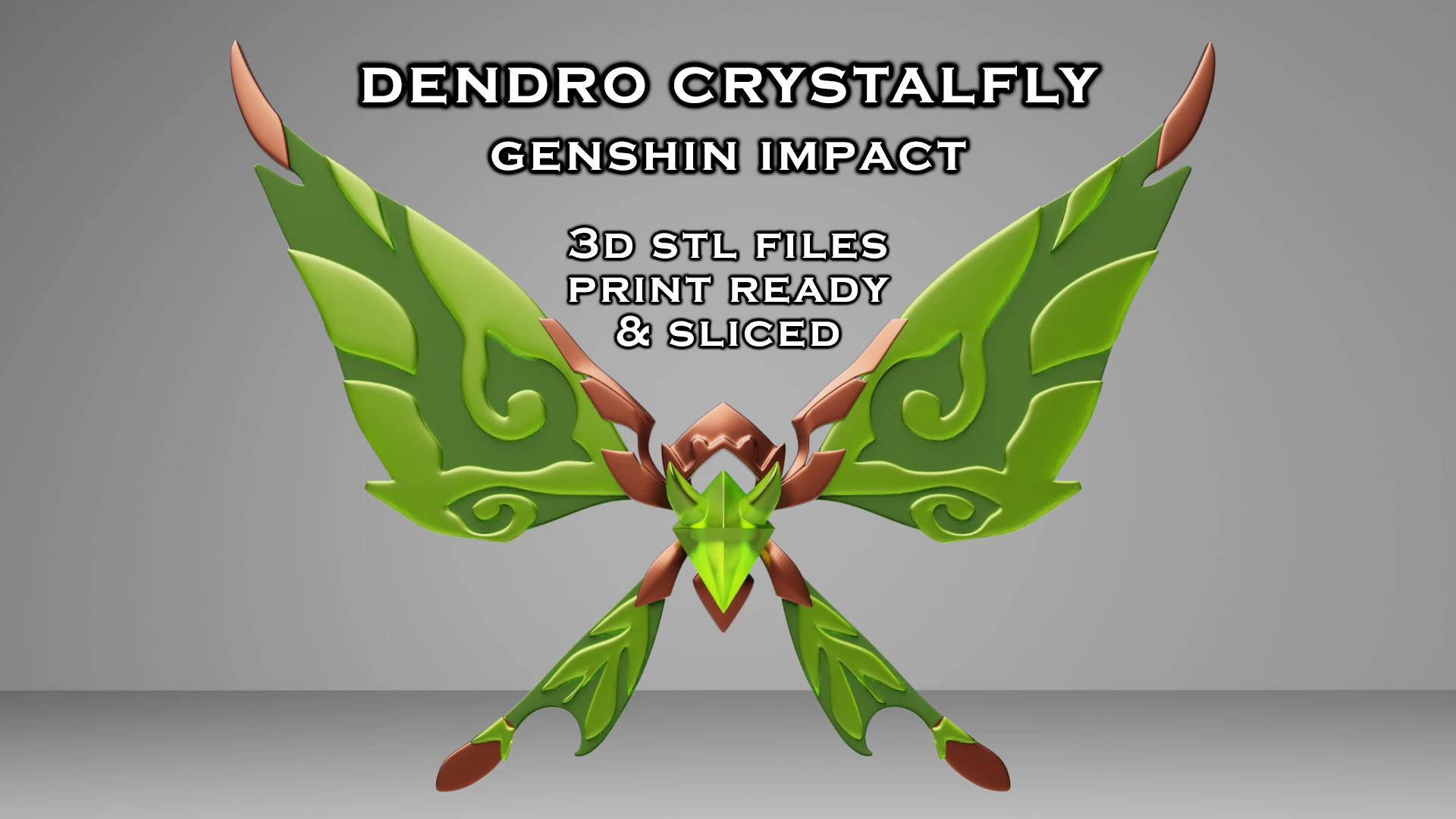 Dendro Crystalfly -- Genshin Impact Decoration -- 3D Printable Figurine 3D Print Model .c4d .max .obj .3ds .fbx .stl .blend 