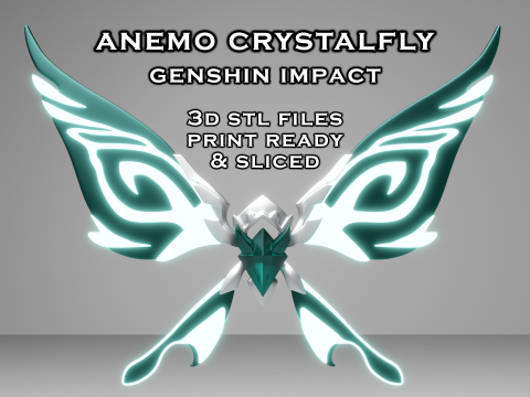 Anemo Crystalfly -- Genshin Impact 장식 -- 3D 인쇄 가능한 작은 조각상 3D 프린트 모델
