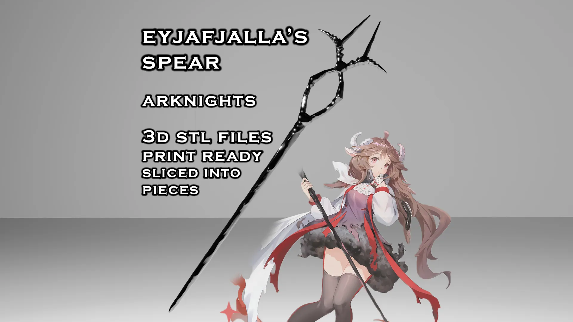 Eyjafjalla Staff -- Arknights -- 3D Printable Cosplay Prop -- STL Files 3D Print Model .c4d .max .obj .3ds .fbx .stl .blend 
