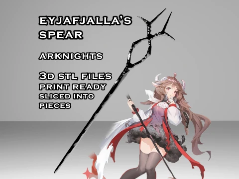 Eyjafjalla Staff -- Arknights -- 3D Printable Cosplay Prop -- STL Files Model Cetak 3D