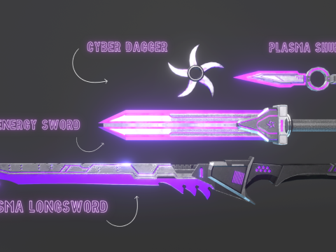 Sci-Fi Melee Weapons Pack Game Ready Set 3D Modell