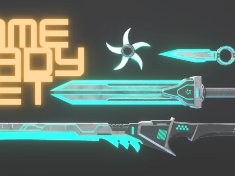 Sci-Fi Melee Weapons Pack Game Ready Set 3D Model