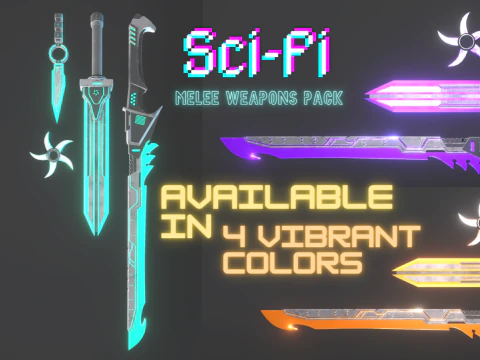Sci-Fi Melee Weapons Pack Game Ready Set 3D Model