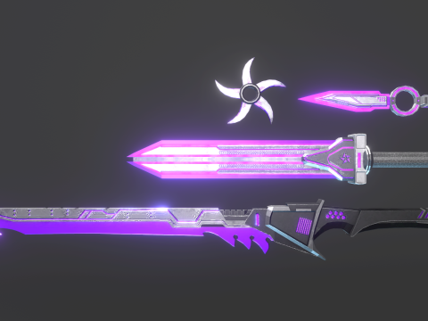Sci-Fi Melee Weapons Pack Game Ready Set Model 3D