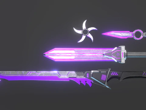 Sci-Fi Melee Weapons Pack Game Ready Set 3D Model