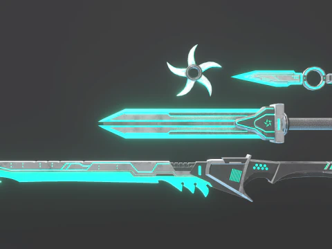 Sci-Fi Melee Weapons Pack Game Ready Set 3D Model